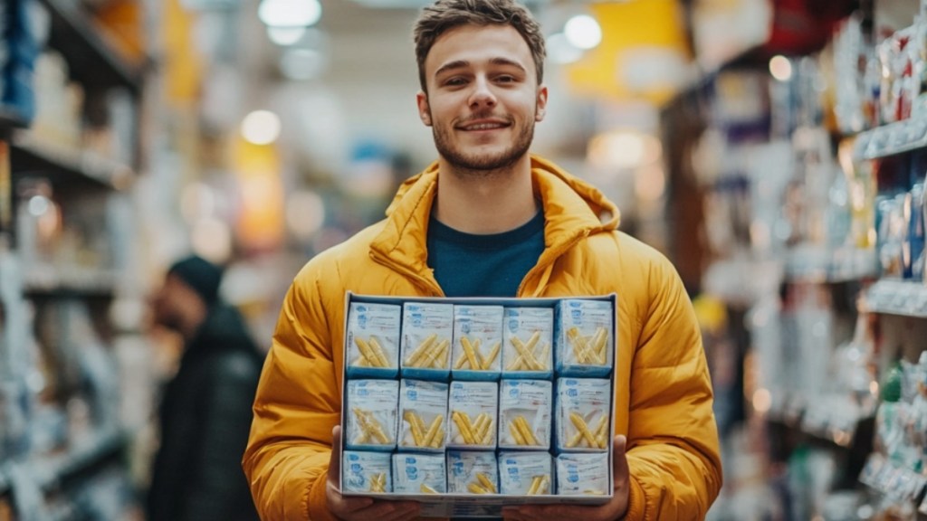 Mann im Supermarkt. (KI-generiert)