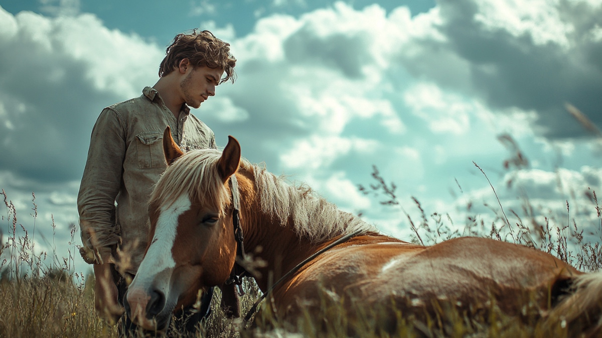 Mann mit Pferd. (KI-generiert)