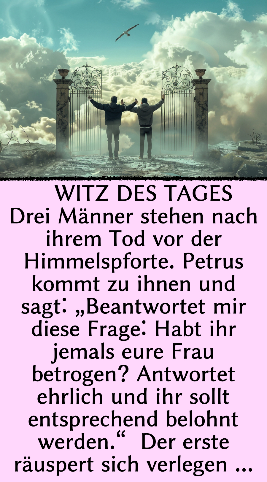 Witz des Tages: Männer müssen Untreue im Himmel beichten