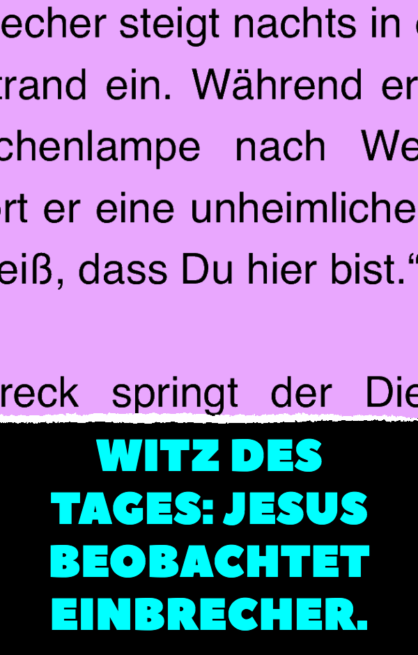 Witz des Tages: Jesus beobachtet Einbrecher.