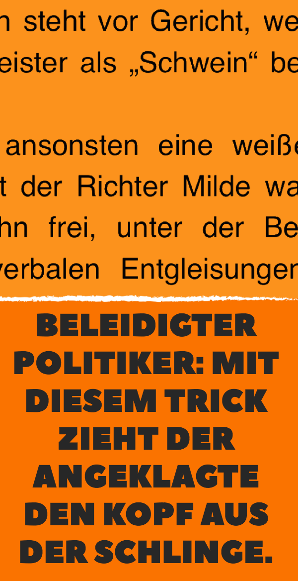 Witz des Tages: Mann nennt den Bürgermeister „Schwein“.