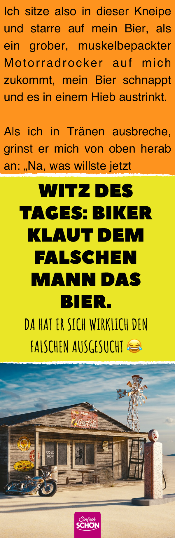 Witz des Tages: Biker klaut dem falschen Mann das Bier