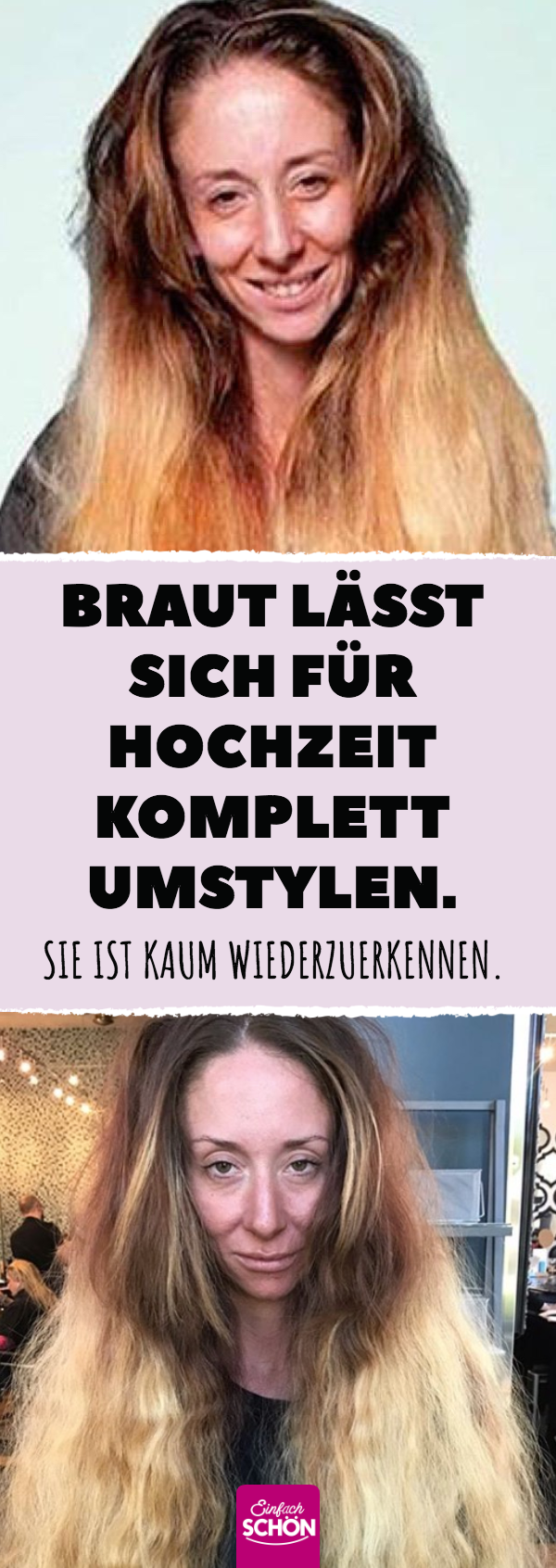 Braut lässt sich für Hochzeit komplett umstylen.