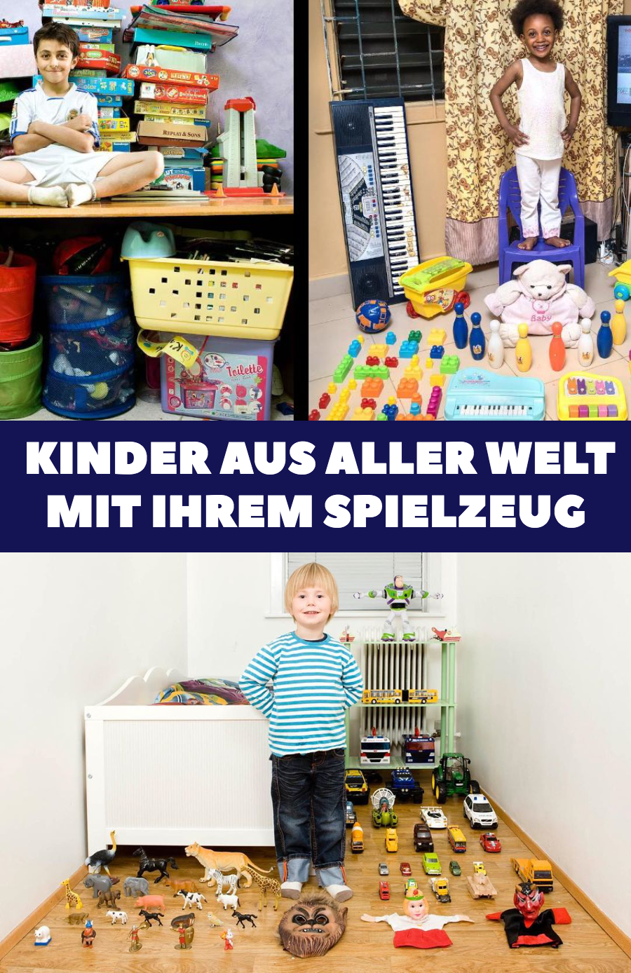 16 Kinder aus aller Welt mit ihrem Lieblingsspielzeug