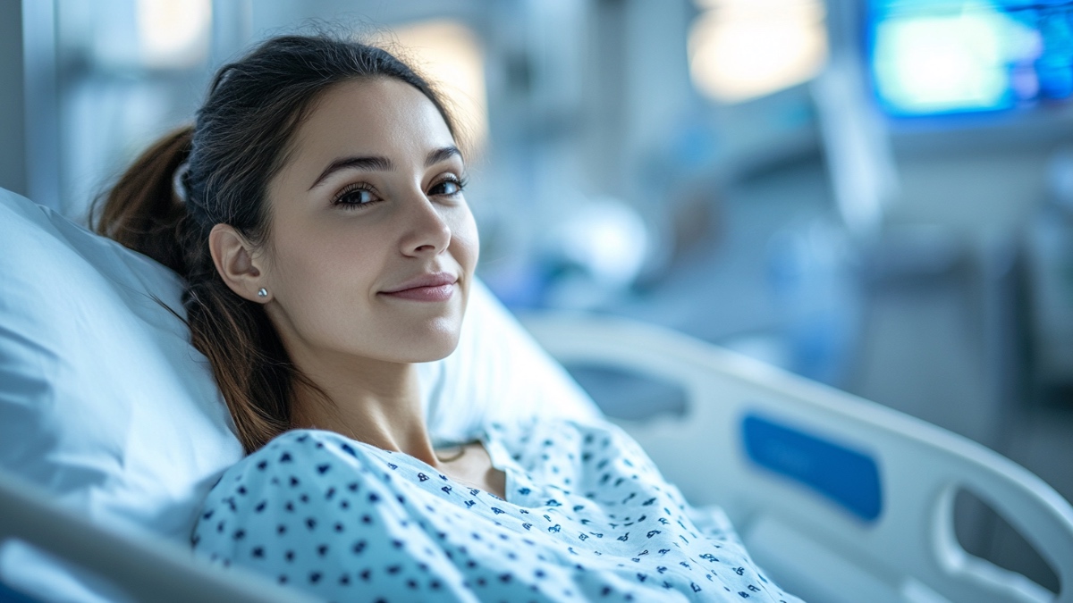 Eine Frau im Krankenhaus. (KI-generiert)