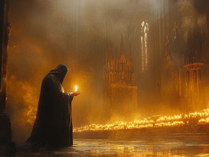Ein Priester in einer Kirche. (KI-generiert)