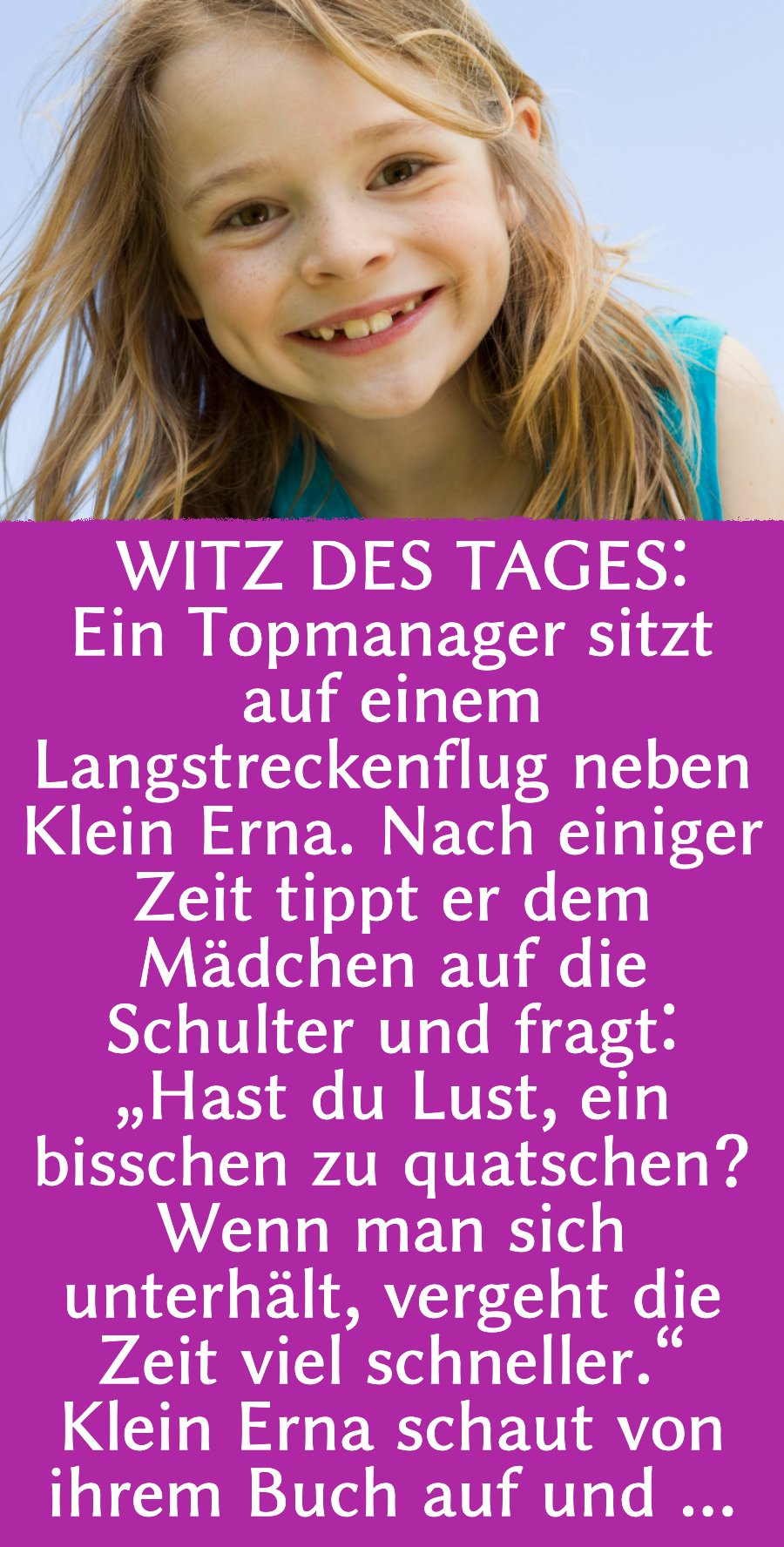 Klein-Erna-Witz: Manager redet mit Mädchen im Flugzeug