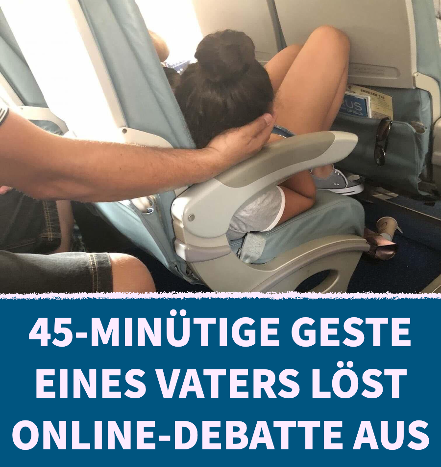 Geste von Vater in Flugzeug rührt das Netz