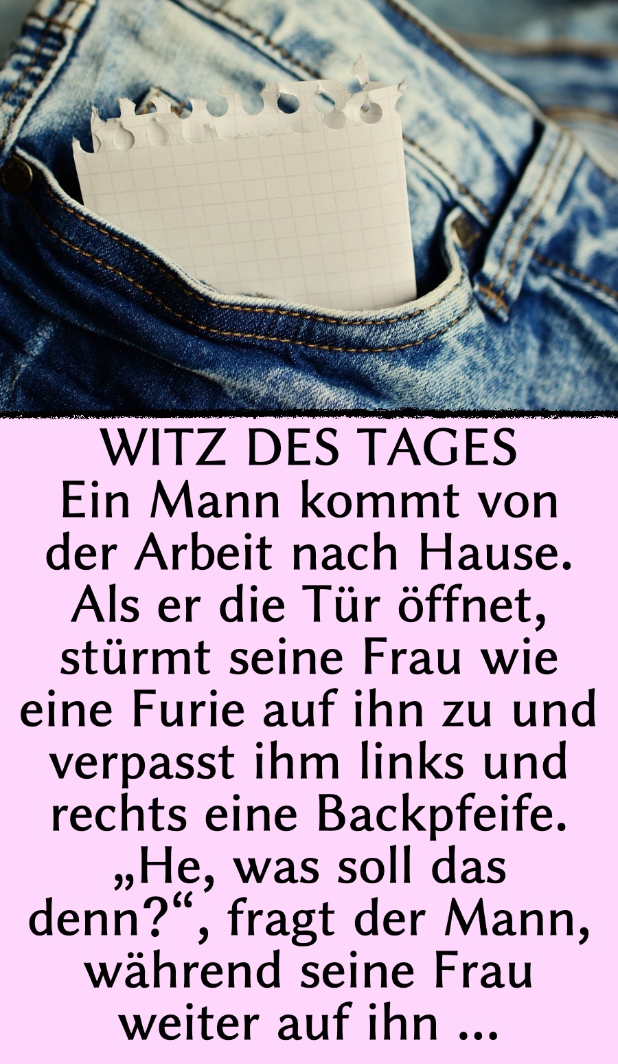 Witz des Tages: Ehemann wegen Zettel von Frau verprügelt