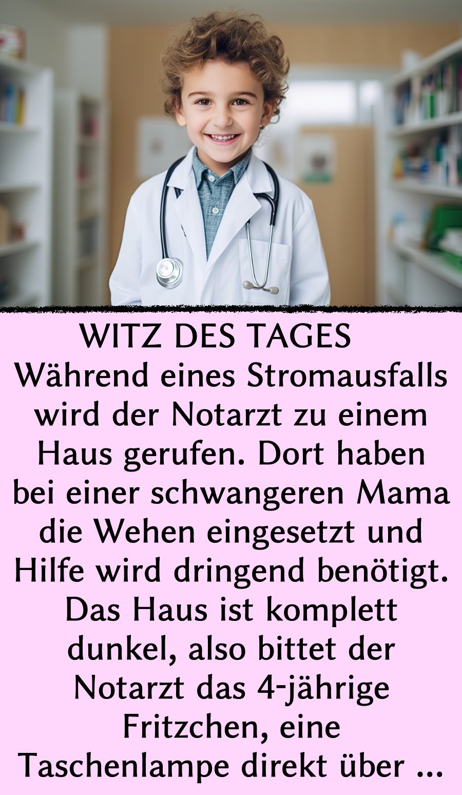 Witz des Tages: 4-Jähriger hält Lampe bei Entbindung