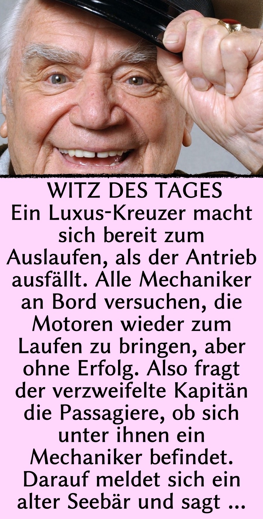 Witz des Tages: Passagier überrascht Kapitän mit Hammerschlag