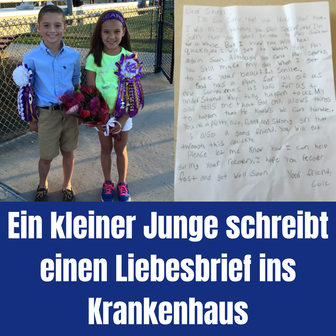 Ein kleiner Junge schreibt einen Liebesbrief ins Krankenhaus